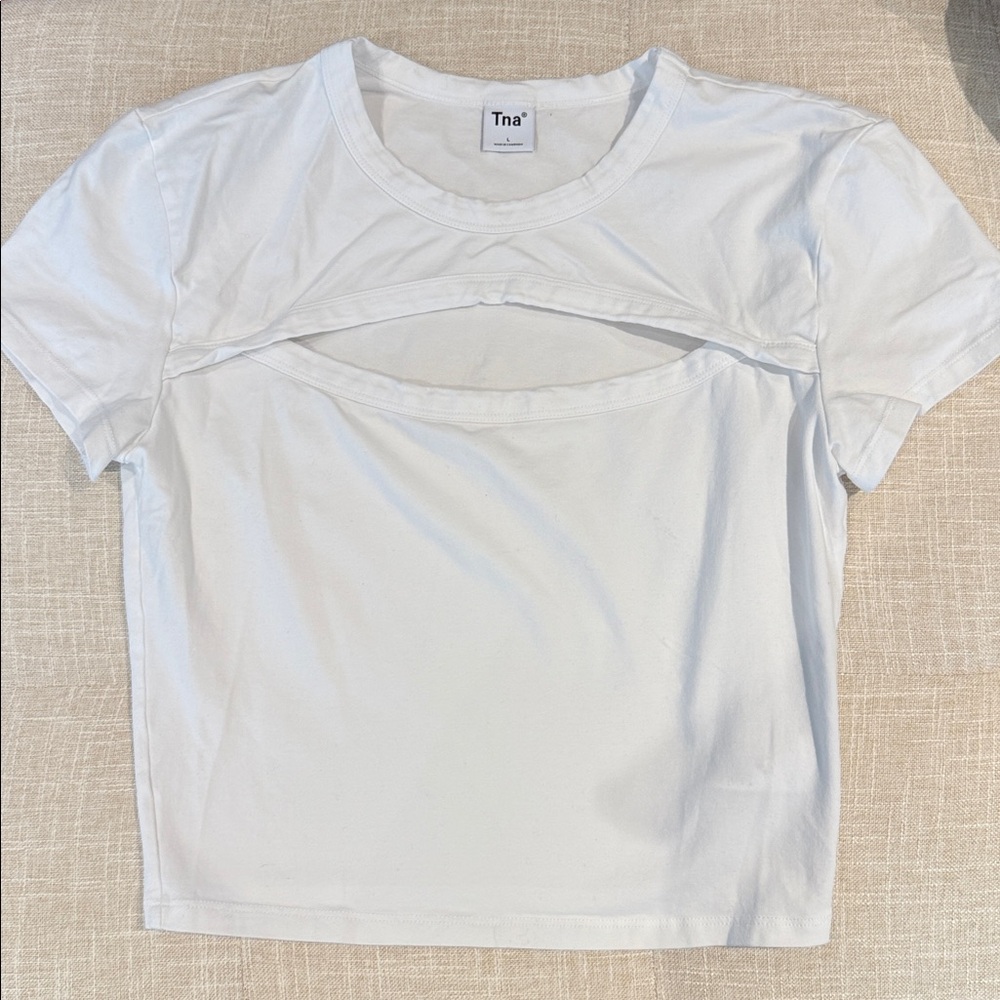 TNA White Cutout Tee